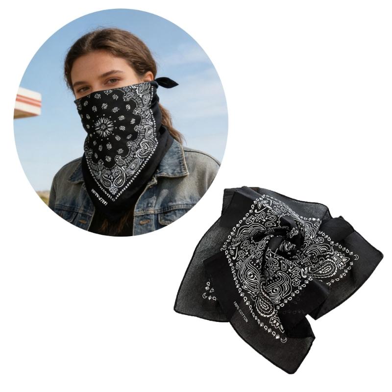 Square Cotton Cashew Flower Print Bandana Unisex Head Wrap Decorative Head Scarf For HipHop Dancing and Street Wear