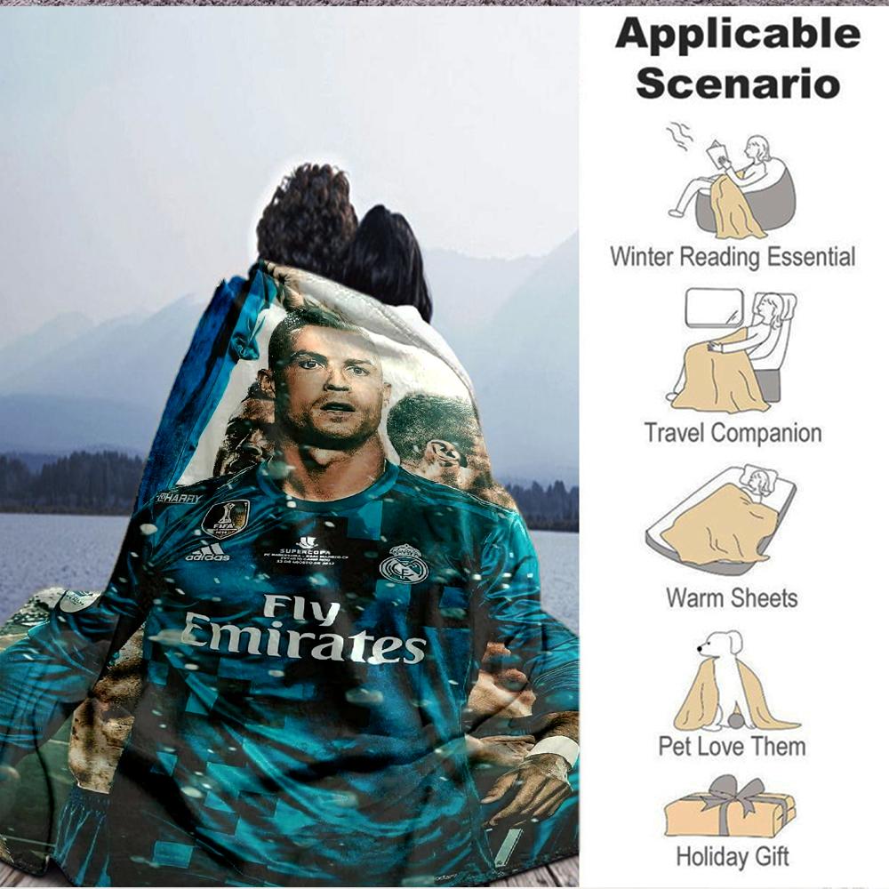 1Pc Cristiano Ronaldo Real Madrid Blanket Soft And Comfortable Casual Warm Camping Travel Christmas Halloween Xmas Gift M928319