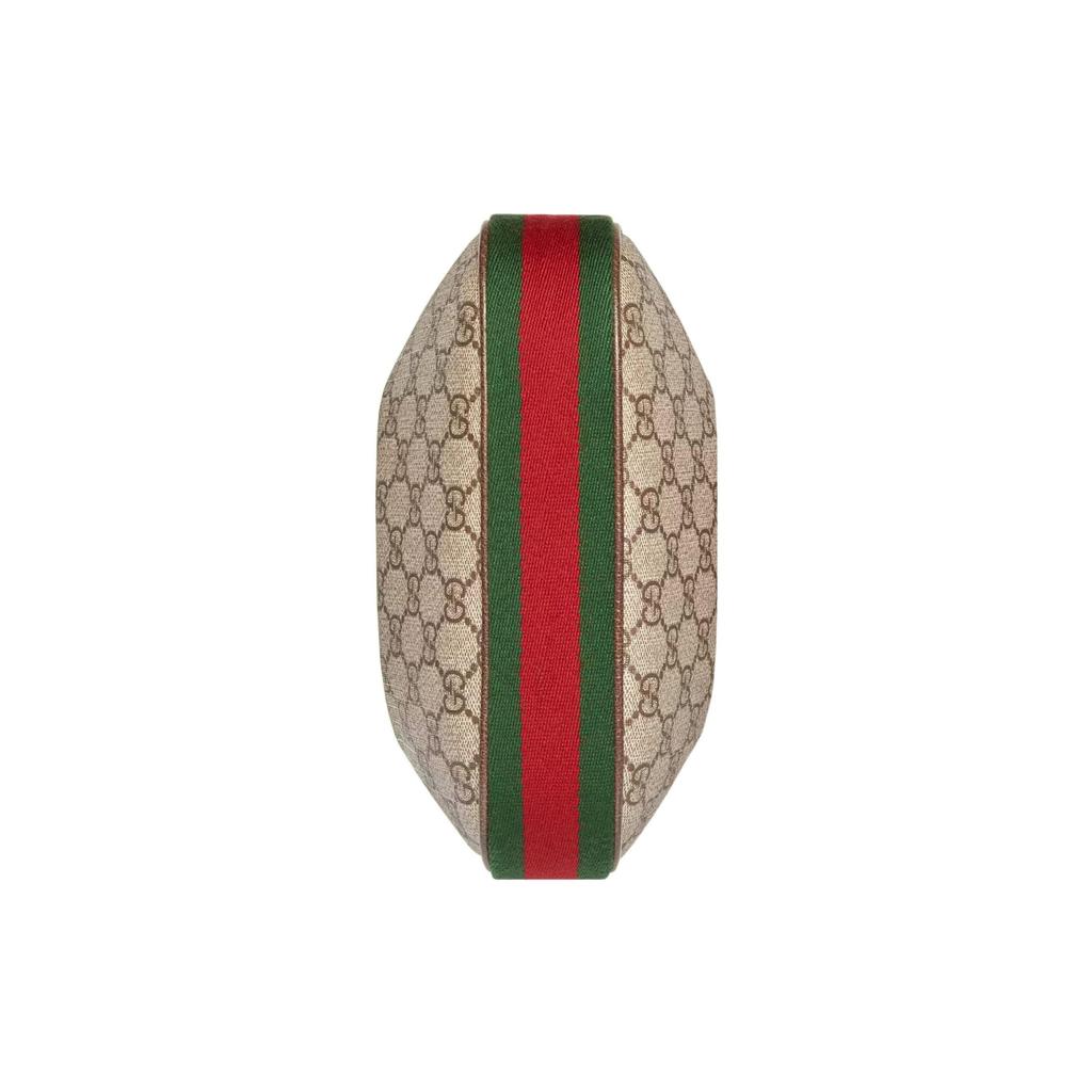 Gucci Attache Palladium Hardware Canvas Leather Trim Dumpling Bag Women Handbags 699409-96GRN-4091