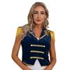 Womens Circus Ringmaster Vest Lapel Sleeveless Tassels Velvet Waistcoat Irregular Hem Button Design Cosplay Costume