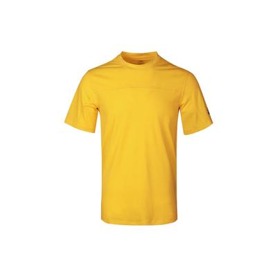 Solid Color Logo Print Short Sleeve T-Shirt Men Tops Yellow GC8291