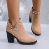 Large size high heel fashion boots women's new round head thick heel rhinestone women's boots