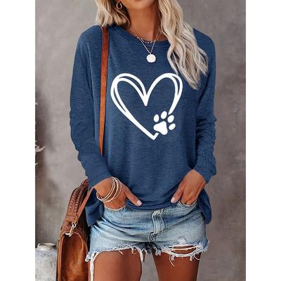 T-shirt femme multicolore imprimé cœur, haut court graphique tendance, chemisier à manches longues, grande taille, vêtements femme, chemises bon marché