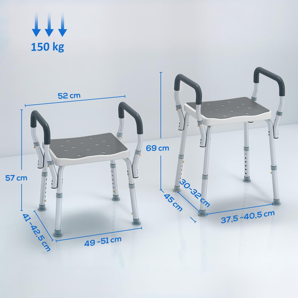 Sedile da Bagno in Alluminio 57-69cm