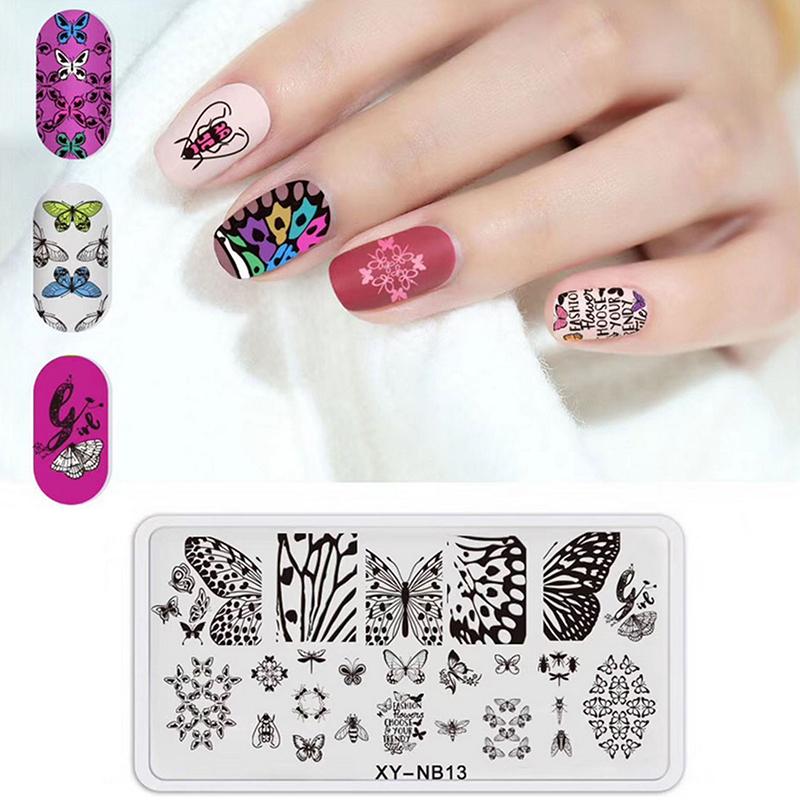 12*6cm Nail Stamping Plates Rose Butterfly Nail Art Plate Stainless Steel Nail Design Stencil Tools DIY Printing Design Stamp