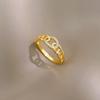 Real Gold Light Luxury Chain Full Diamond Ring Opening Adjustable Simple Jewelry Japanese Ring Couple Ring