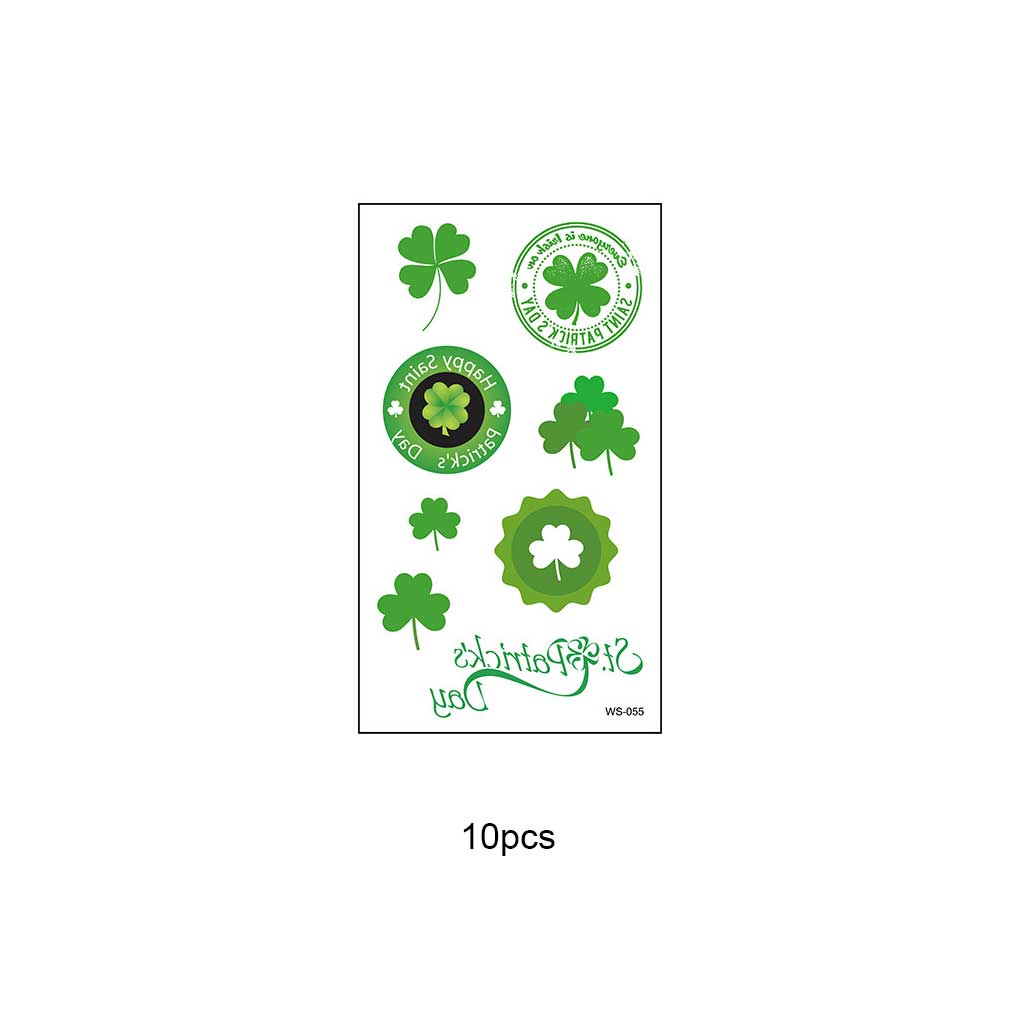 Pack of 10 St.Patrick's Day Hat Temporary Stickers Face Art Waterproof Arm Hand Decorations Supplies Kids Adult
