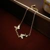 Elegant Gold-Plated Zircon Butterfly Bracelet with Mother-of-Pearl - Fashionable Jewelry for Women