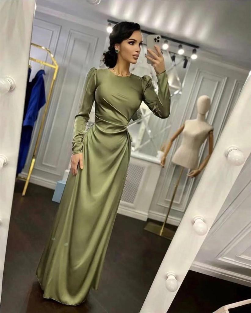 Elegant Spring/Summer Long Sleeve Waist-Tied Dress with Slit