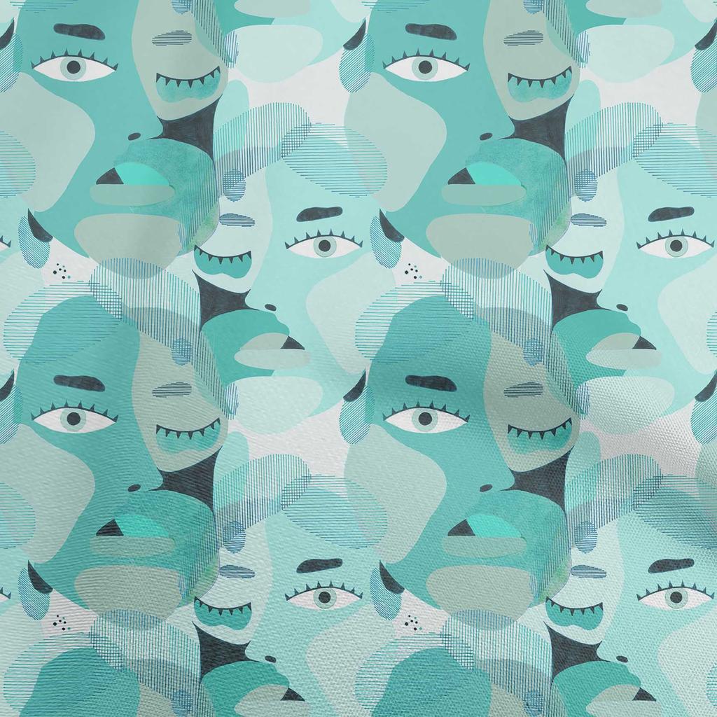 oneOone Cotton Flex Gray Fabric Abstract Face Sewing Fabric By The Yard Printed Diy Clothing Sewing Supplies 40 Inch