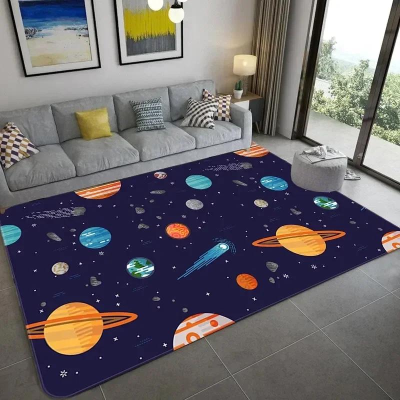 Cartoon Space Astronaut Carpet Galaxy Universe Rug Planet Rocket Kids Bedroom Decor Floor Mat Home Bathroom-Toilet Mats Doormat