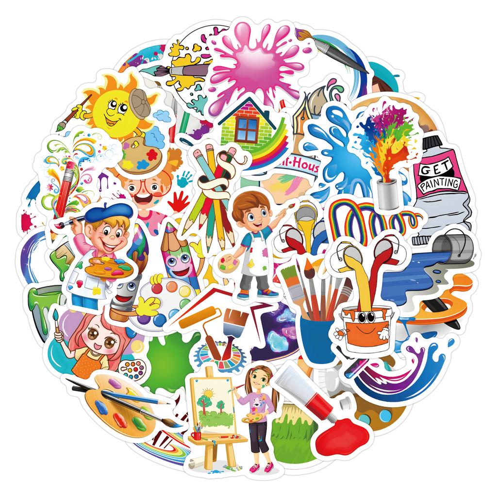 60 New Children's Art Painting Graffiti Stickers Notebook Water Cup Party Gift Birthday Decoration Stickers