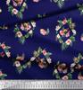 Soimoi Blue Poly Crepe Satin Fabric Bird & Floral Print Print Fabric by the Metre 42 Inch