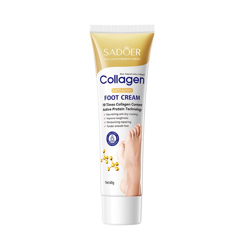 SAODER Kollagen Fußcreme Füße Hautpflege Feuchtigkeitsspendend Hydratisierend Straffend Nährend Reparierend Fußcremes Fußpflegeprodukte beige