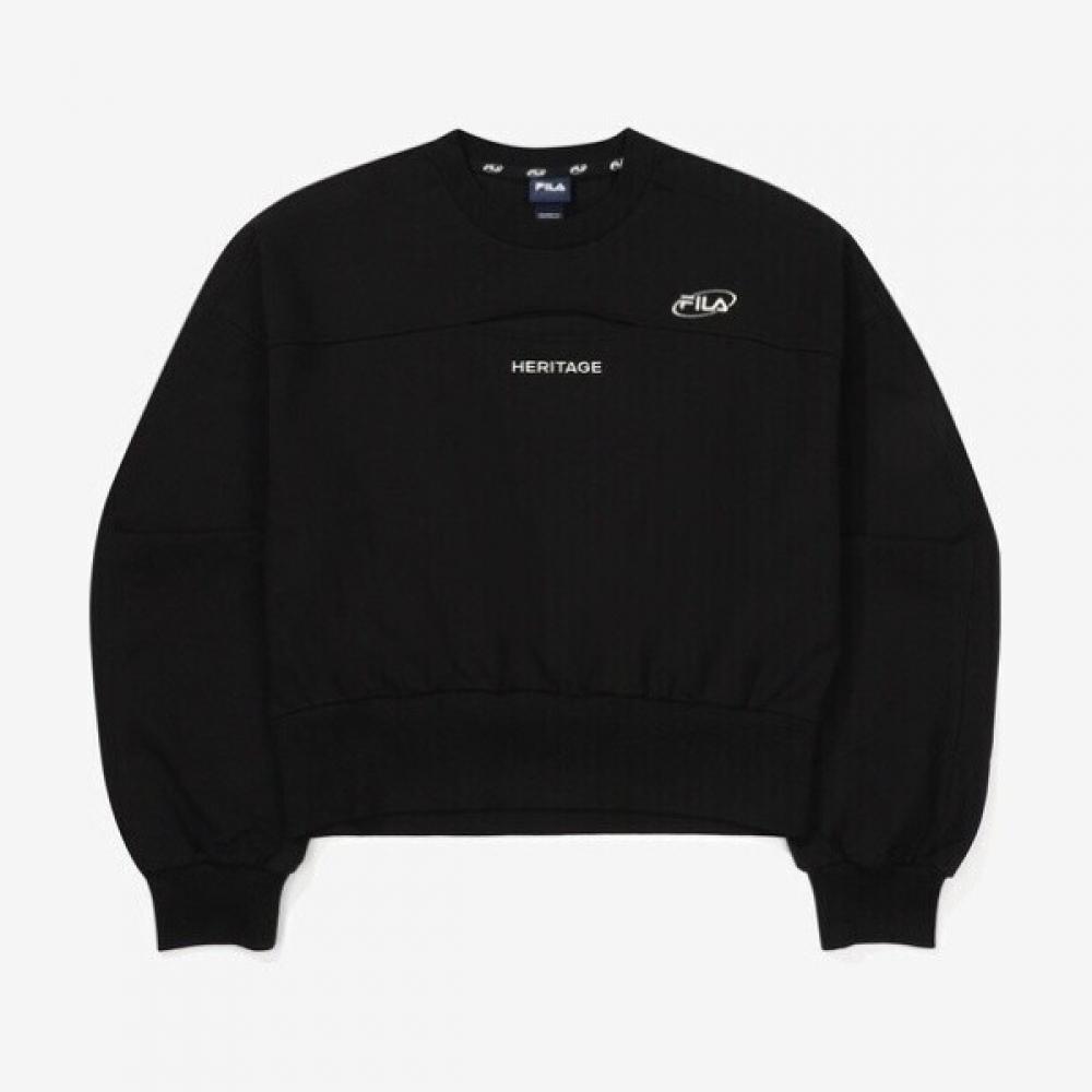 Fila Embroidered Cotton Blend Stretch Cutout Sweatshirt Fs2pof3154fblk 100(L)
