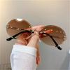 Fashion Vintage Cat Eye Metal Frame Rimless Sunglasses Retro Women Gradient Multicolor Women Outdoor Travel Sun Glasses