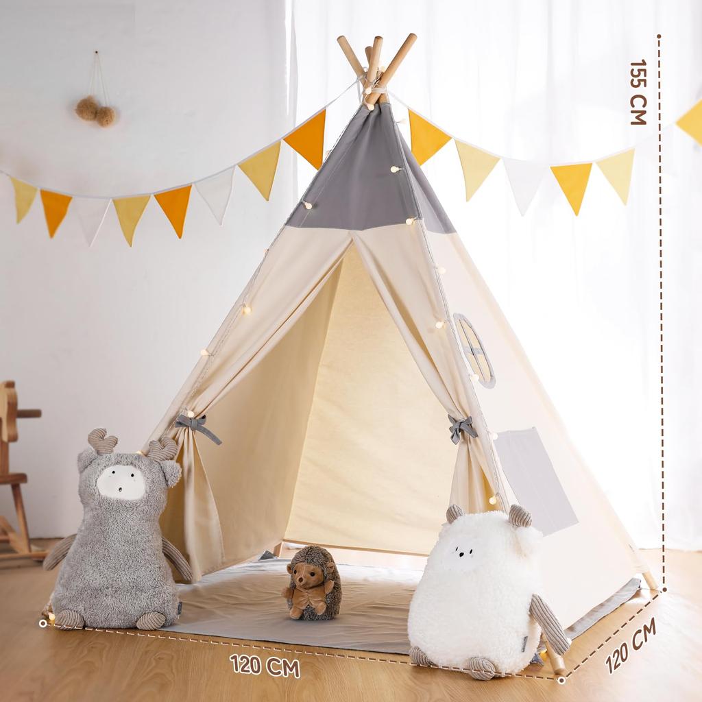 Besrey Kids Tent, Children's Playhouse, Mini House, Indoor Play Tent for Girls, Easy Assembly, Foldable, Gift, Gray
