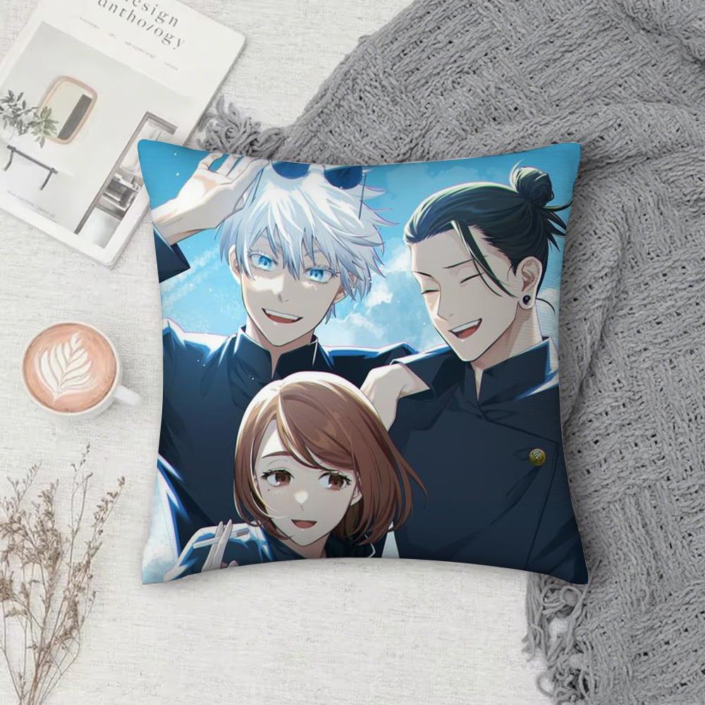 J-Jujutsu Anime K-Kaisen Pillow Case Cover Square Sofa with for Pattern Comfortable Cushionsuitable of Room