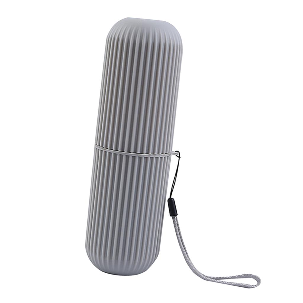 Toothbrush Cup Case Multifunctional Portable Plastic Toothbrush Toothpaste Case Box for Travel Camping Gray