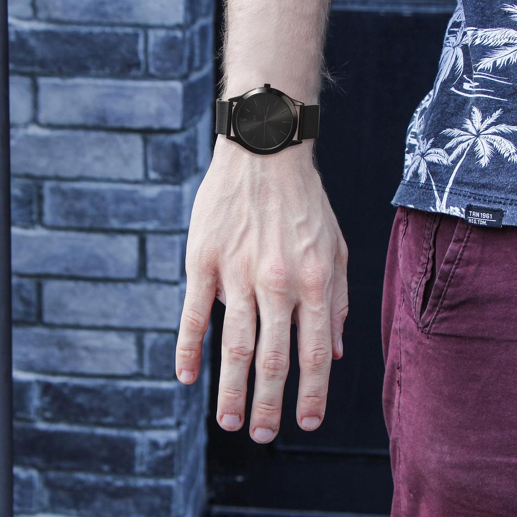 Leather Watch Stainless [BUREI] Men's Watch, Analog, Quartz, Waterproof, Popular, Thin, Simple, Stylish, Business, Casual, Strap, Men's (Black,