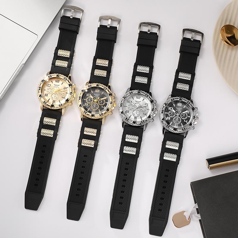 New Large Dial Fake Three Eye Grand Business Men's Casual Quartz Watch Fashionable and Cool Men's Watch for Business