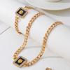 Luxury Lion Head Necklace & Bracelet Set: Rhinestone-Embellished Alloy Chain with Square Pendant for Women