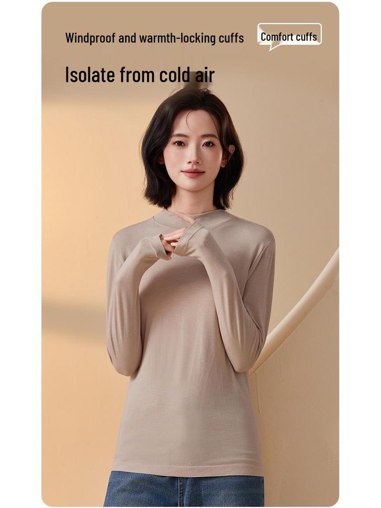 Damen High-End Modal Strick Rollkragen Basisschicht - Warmes Langarm Herbst/Winter Oberteil
