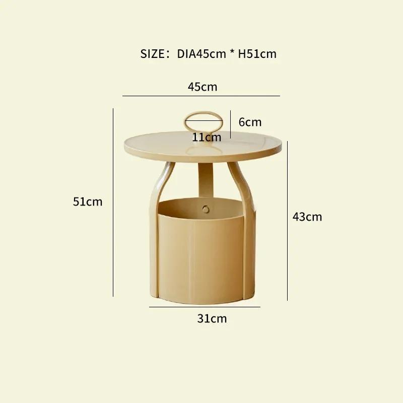 Nordic Circular Side Table-Multifunctional & Detachable Plastic Craftsmanship with Storage,Ideal for Small Spaces in Living Room