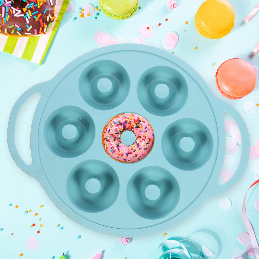 7-Cavity Silicone Donuts Baking Pan Food-Grade Flexible Non-Stick Mold for Home Professional Bakery Doughnut Cake Chocolate DIY
