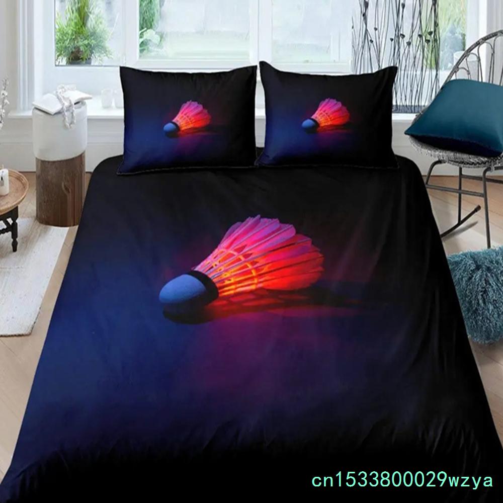 Parure de lit Badminton Housse de couette Badminton pour Enfants Adolescents Hommes Thème Sportif Joueur Housse de couette Cool Décor Jeux Compétitifs