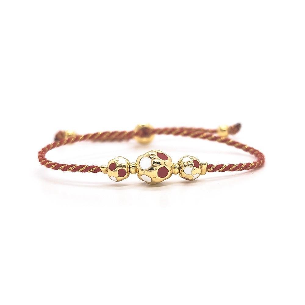Adjustable Cord Football Beaded Bracelet Gold Silver Plated Braided Cord Bracelet  For Women Men