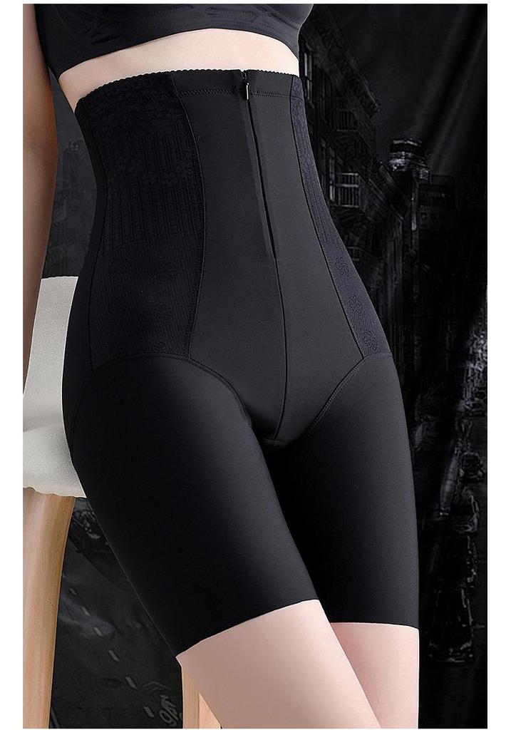 High Waist Jacquard Zipper Hip Lifting Tummy Control Plus Size Seamless Boyleg Shaper Panties for Women