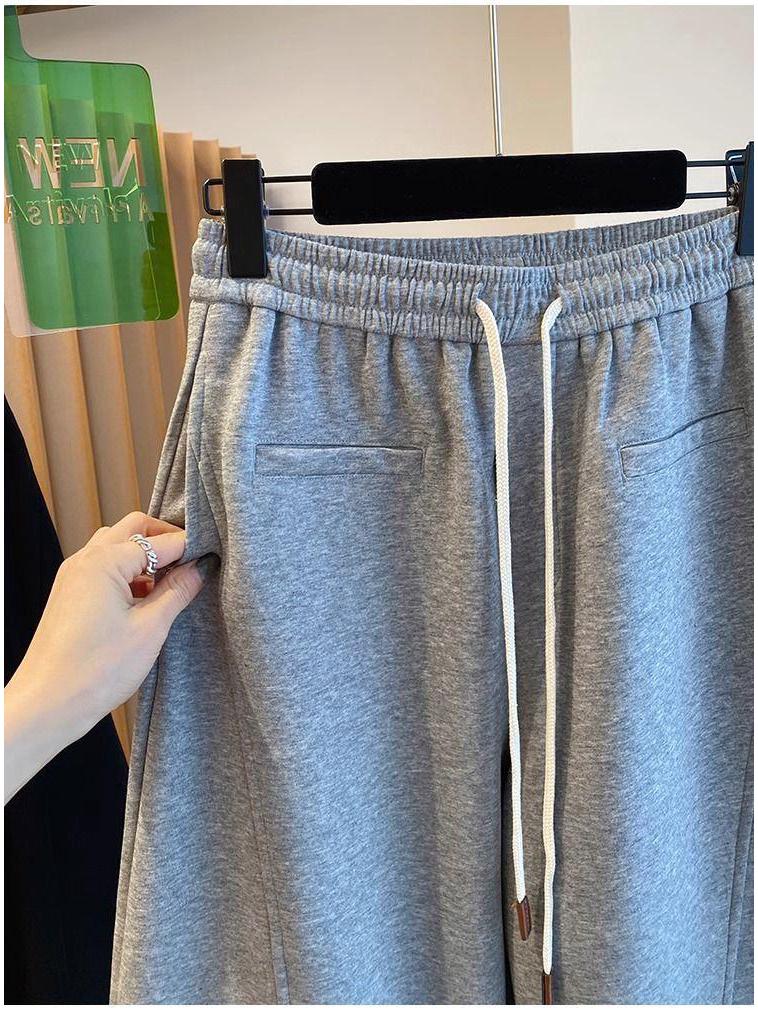 Graue Damen-Hose mit geschwungenem Bein: Frühling 2026, Lockere Haremshose mit hoher Taille zur Kaschierung von Problemzonen, Sichelform