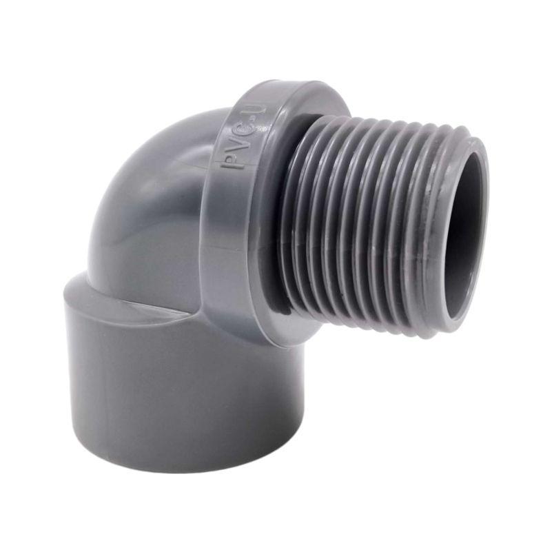 PVC 1" Male/Female Threaded 90° Elbow Connector for 1/2" & 3/4" Water Pipes