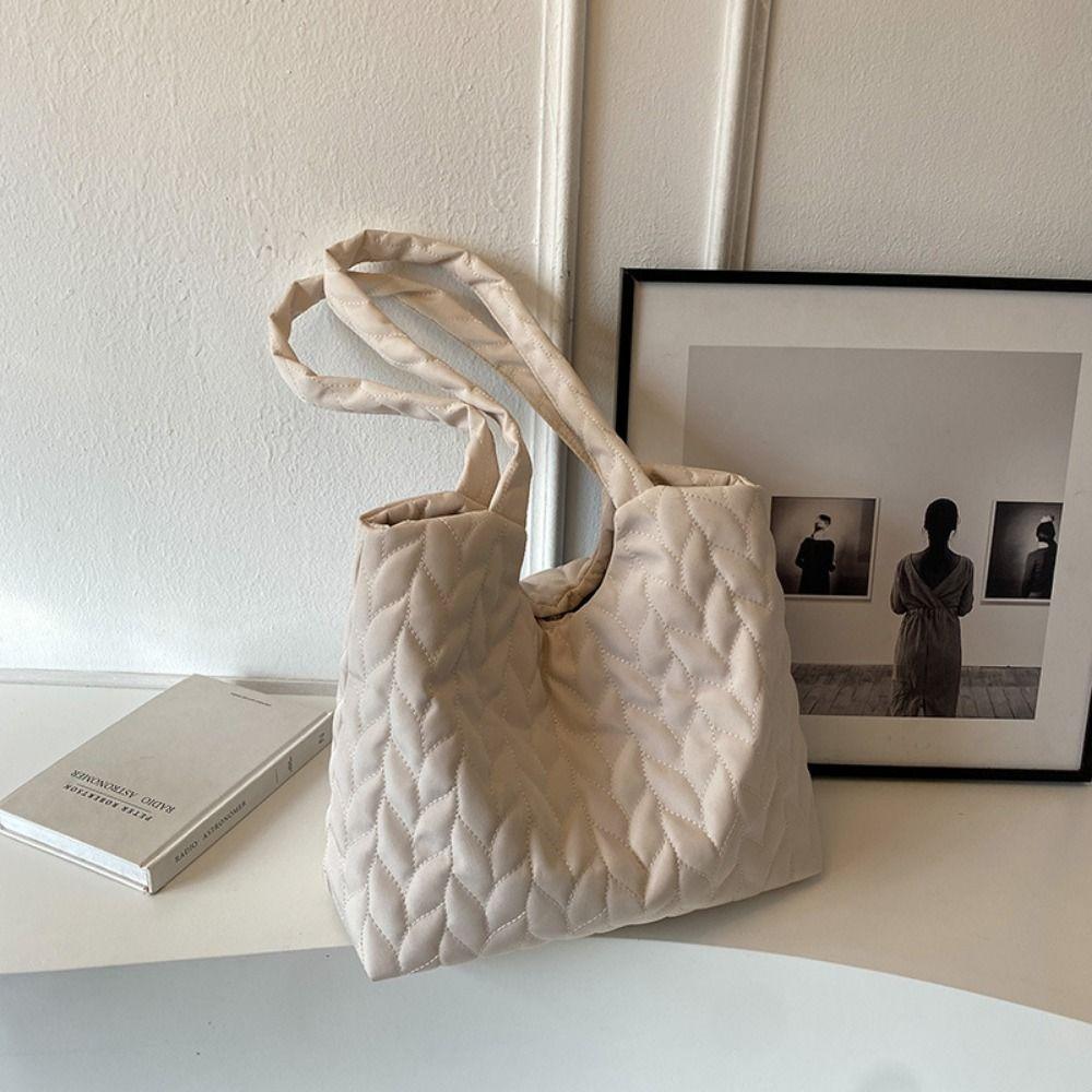 Měkká bavlnou polstrovaná prošívaná taška přes rameno Jednobarevná dámská podpažní taška Přenosné kabelky Víkend