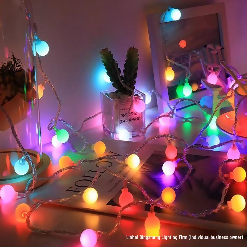 Outdoor Waterproof Solar LED Colorful White Ball String Lights for Camping and Room Decor