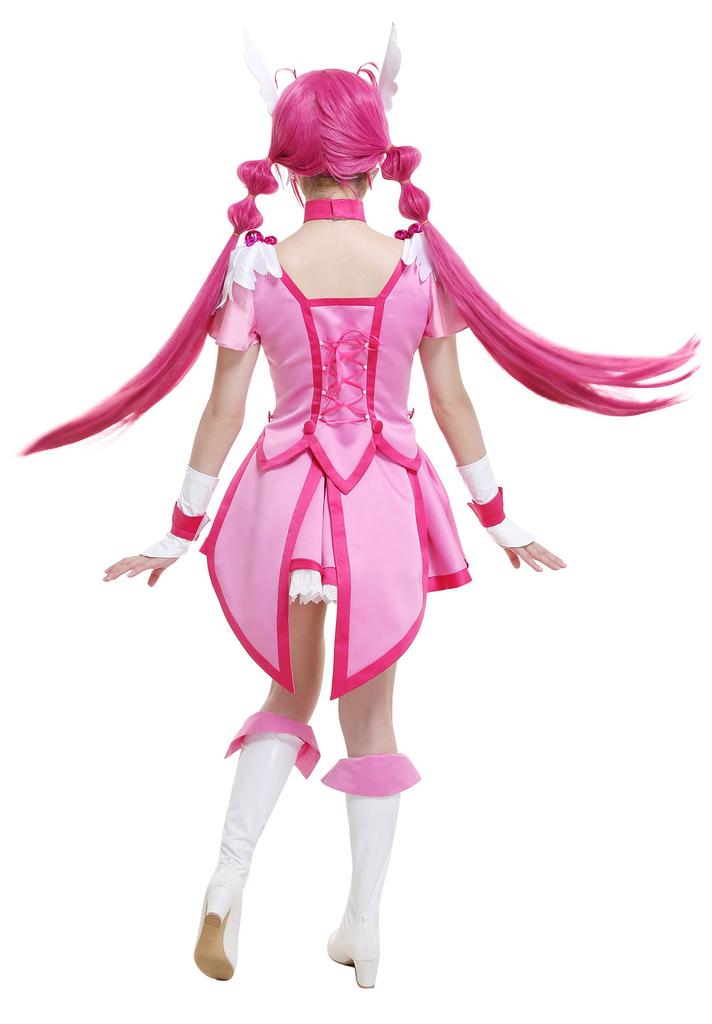 Miccostumes Women's Anime Witch Cosplay Costume, Student, Full Set, Pink, Top, Skirt, Hair Accessory, Cute (Size M)