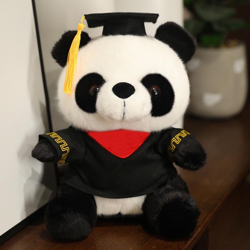 Cute Dr. Red Panda Panda Doll Plush Toy Cute Black and White Panda Doll Graduation Souvenir Gift
