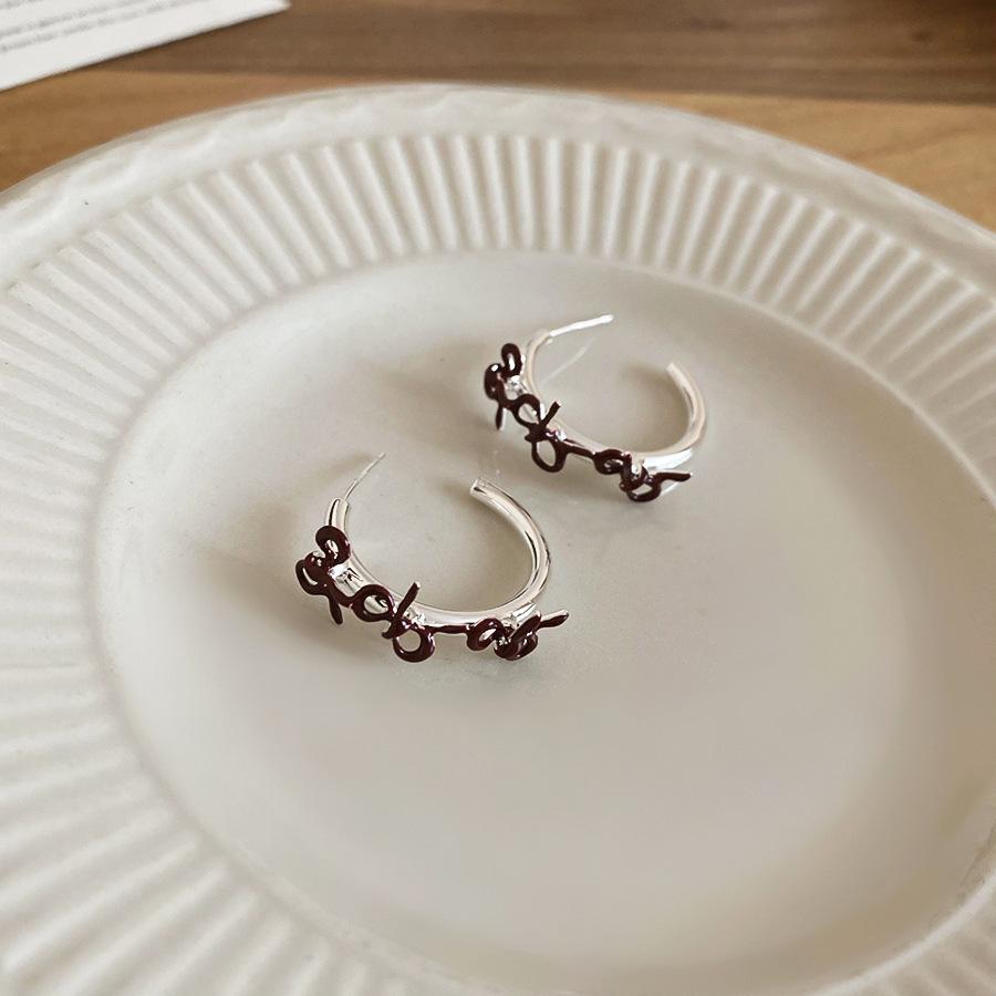 Серебряная игла масляная капля бант C гвоздики серьги элегантные серьги с темпераментом серьги