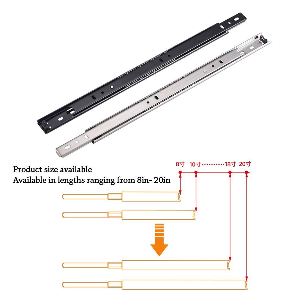 2PCS Smooth Glide Bearing Drawer Slides Two Way Slide 10mm Wide Drawer Glides Full Extension Hardware Accessories
