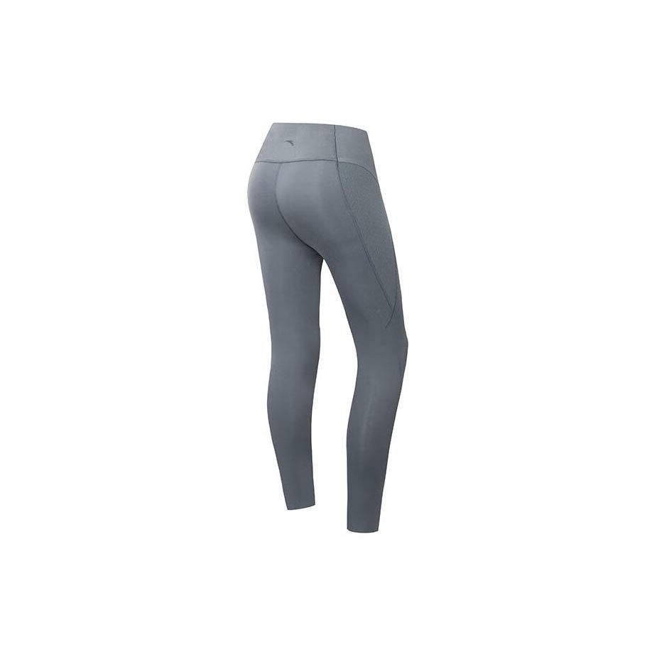 Anta Training Series Solid Color High Elasticity Mid Waist Butt Lifting Nine Point Sports Pants Women Pants Dark-Gray 162457303-3