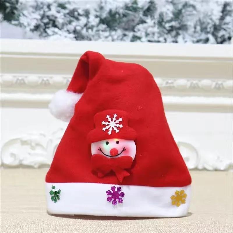 2025 Lighting Christmas Hats New Year Santa Claus Snowman ElK Cap For Kindergarten Home Party Children Adult Xmas Gift Party Decoration