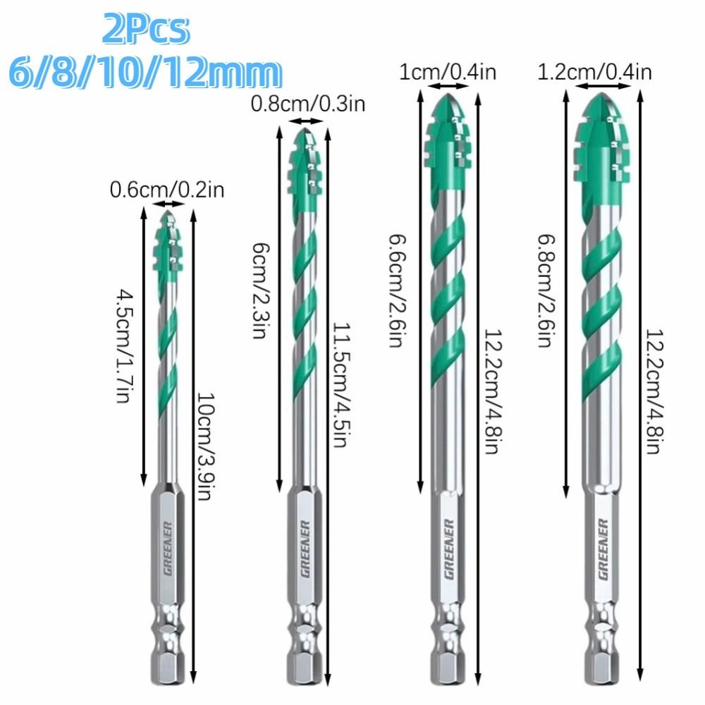 2Pcs High Hardness Concrete Metal Drilling Bits High-Speed Dry Drilling Bits  Glass Marble