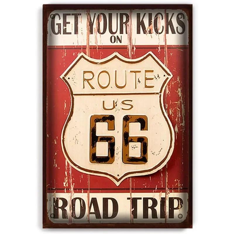 Vintage Historic Old Rout66 Tin Sign Metal Poster Wall Decor For Bar Restaurants Garage Workshop Cafe Club Plaque Man Cave Wall