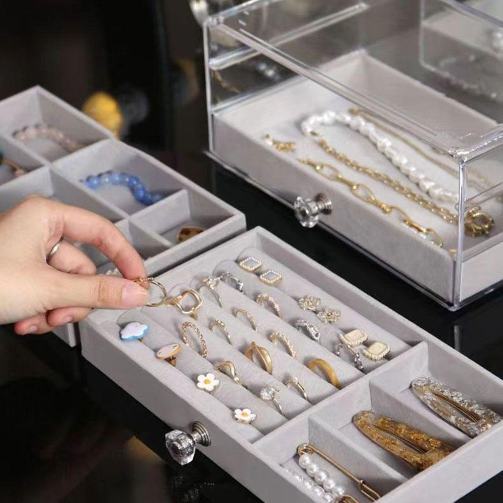 Dustproof Flannel Jewelry Storage Box Large Capacity Drawer Jewelry Box  Women