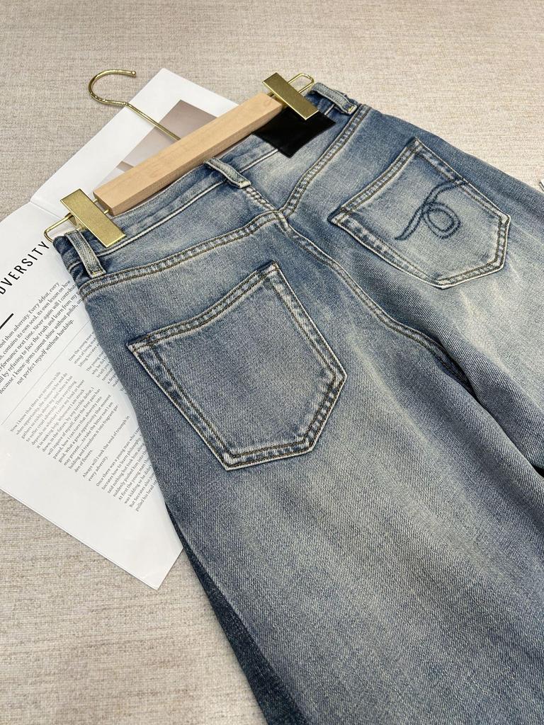 R.13 Autumn Retro Loose Wide-Leg Patchwork Denim Jeans