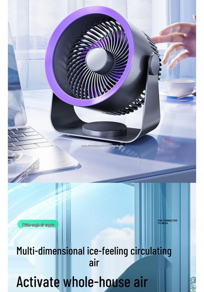 Compact USB Rechargeable Silent Desk Fan for Home or Office