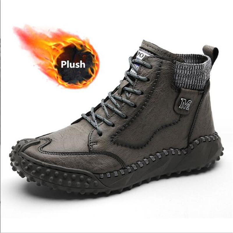 Winter Warm Men's Casual Shoes Fashion Handmade Men's Boots Comfortable Men's Ankle Boots Outdoor High Quality Hiking Boots Men
