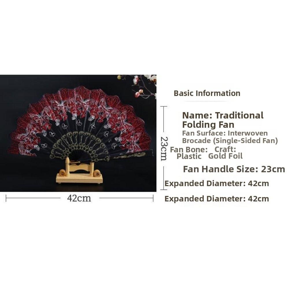 Embroidered Folding Fan Hot Stamping Handheld Fan Gifts Hand Held Party Decoration
