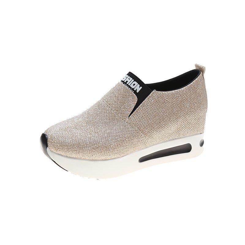 Одиночные туфли женские весна-осень 2025 новые мокасины корейская версия ленивый студент круглая головка мода толстая подошва внутренняя высота увеличение повседневная обувь 35 3779₽